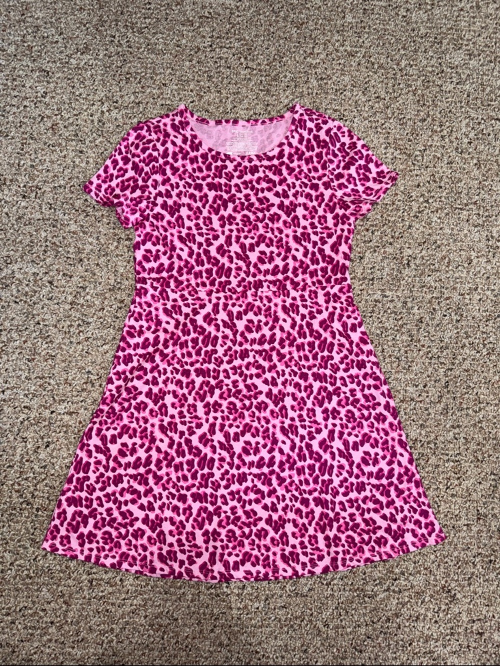 Epic Threads Pink Leopard Print A-Line Short Sleeve Dress- Girls